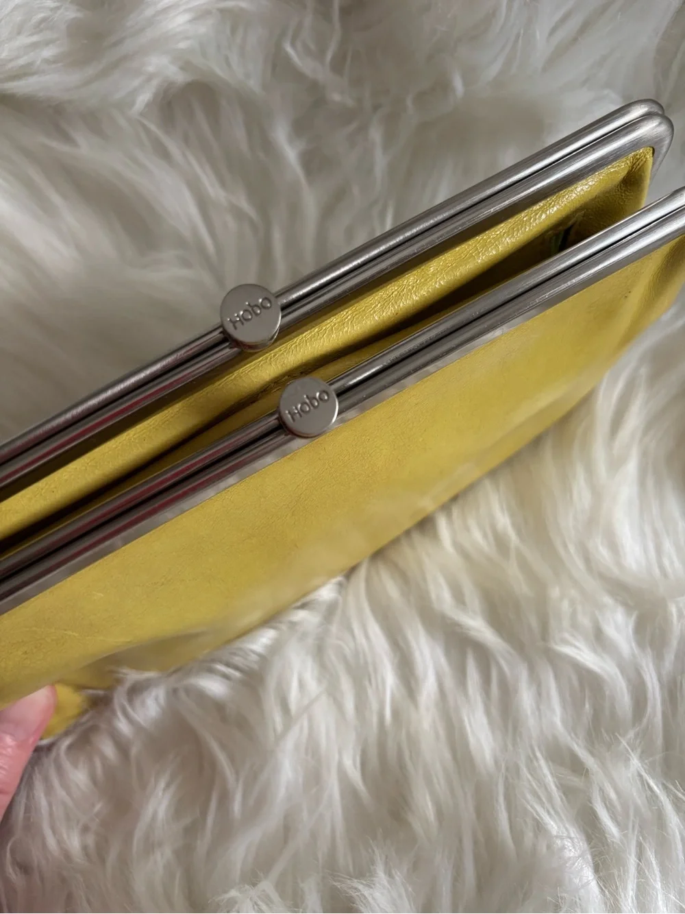 Hobo Yellow Leather Frame Clutch Bag